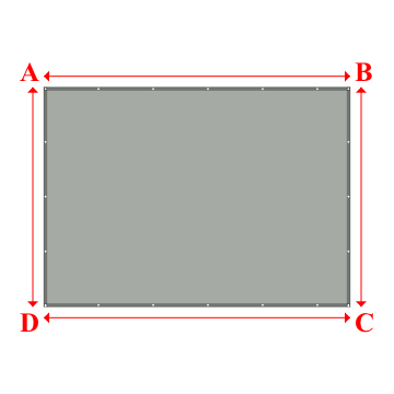 Bâche plate rectangle sur mesure en Membrane PVC 670gr/m² Gris clair RAL 7038 - 4.41x3.16m