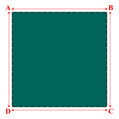 Bâche plate rectangle sur mesure en Membrane PVC 670gr/m² Vert industrie RAL 6026 - 4.28x4.28m