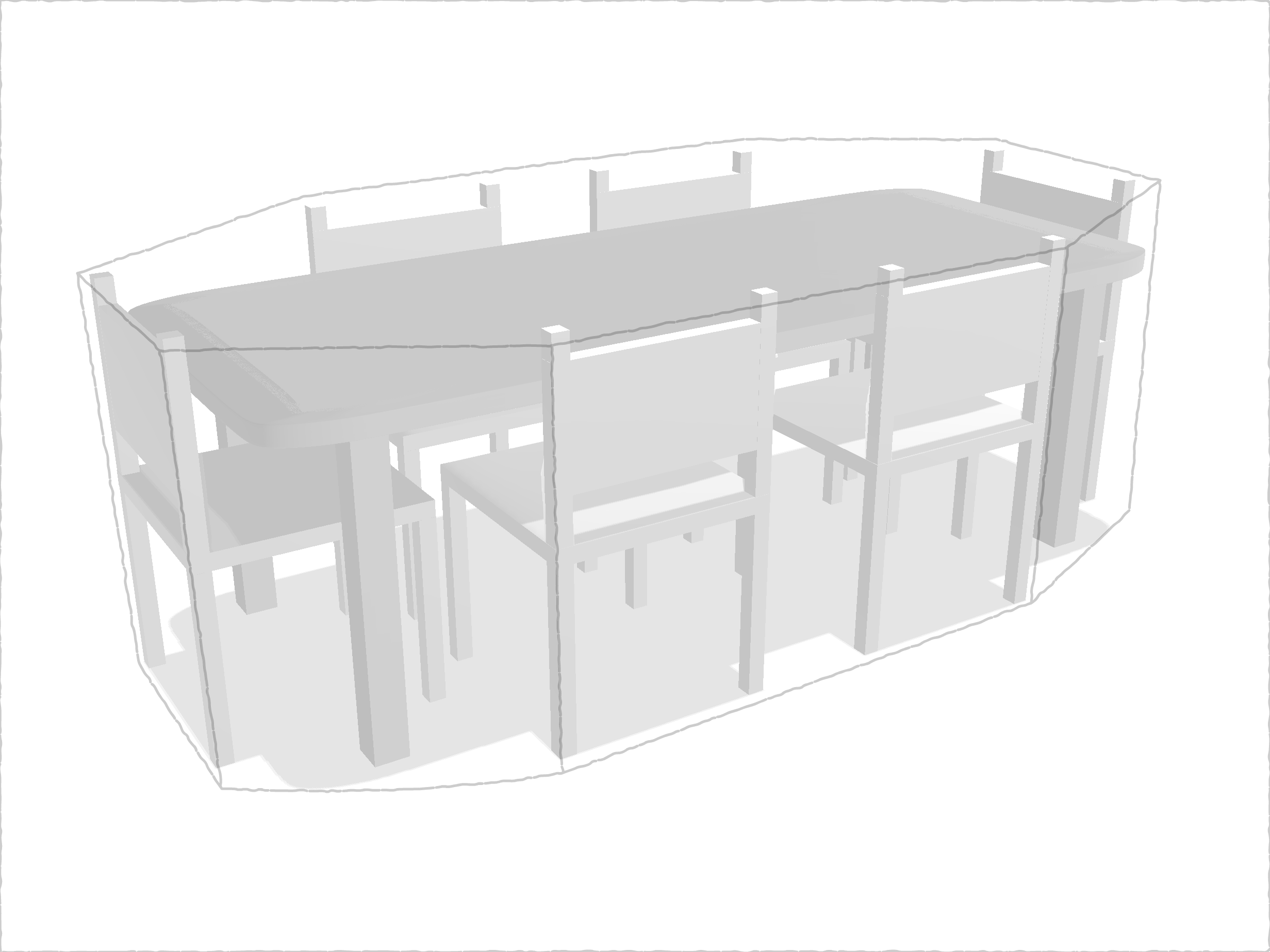 Table de jardin rectangle avec chaises en Membrane PVC 670gr/m² Blanc RAL 9016