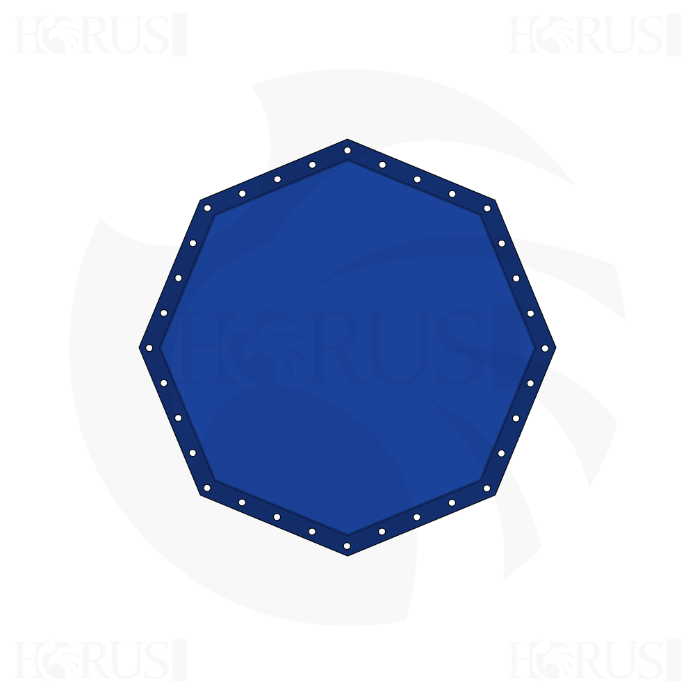 Bâche plate octogonale regulier en Protect covert 905F3 900gr/m², toile PVC Etanche Bleu foncé d'une dimension de 1.51m