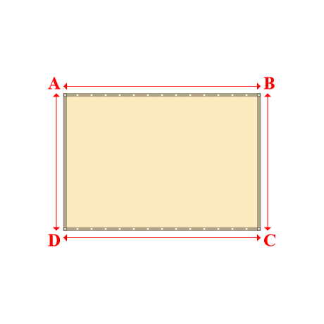 Bâche plate rectangle sur mesure en Membrane PVC 670gr/m² Beige ral 1015 - 2.80x1.95m