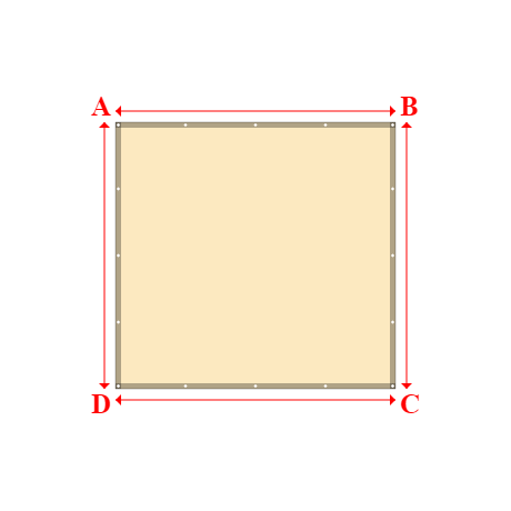 Bâche plate rectangle sur mesure en Membrane PVC 670gr/m² Beige ral 1015 - 2.52x2.40m