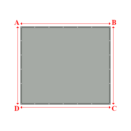 Bâche plate rectangle sur mesure en Membrane PVC 670gr/m² Gris clair RAL 7038 - 3.16x2.74m