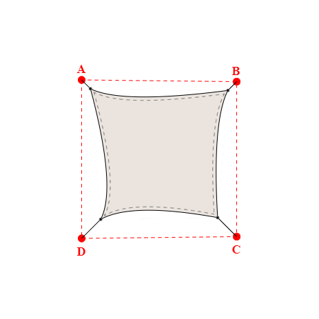 Voile d'ombrage trapèze en Soltis Lounge 96 Karité 96-50843 - 3,99x3,69x3,39x3,79m