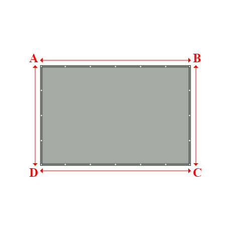 Bâche plate rectangle sur mesure en Membrane PVC 670gr/m² Gris clair RAL 7038 - 3.00x2.00m