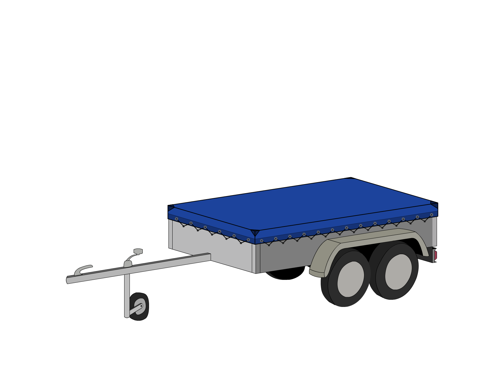 Bâche pour remorque bagagère Basse droite en Protect covert 905F3 900gr/m², toile PVC Etanche Bleu foncé