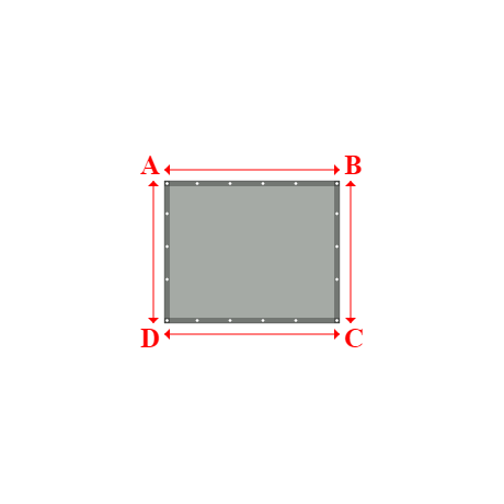 Bâche plate rectangle sur mesure en Membrane PVC 670gr/m² Gris clair RAL 7038 - 1.60x1.30m
