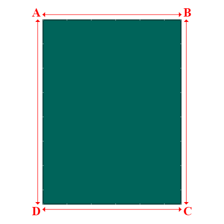 Bâche plate rectangle sur mesure en Membrane PVC 670gr/m² Vert industrie RAL 6026 - 6.00x8.00m