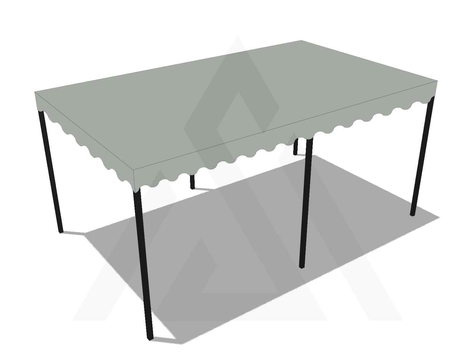 Bâche pour pergola métallique sur pieds droite en Membrane PVC 670gr/m² Gris clair RAL 7038