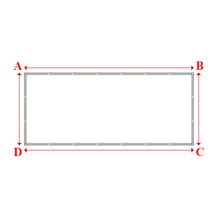 Bâche plate rectangle sur mesure en Membrane PVC 670gr/m² Blanc RAL 9016 - 3.50x1.50m