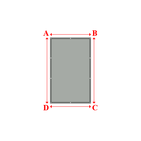 Bâche plate rectangle sur mesure en Membrane PVC 670gr/m² Gris clair RAL 7038 - 1.30x2.10m