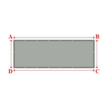 Bâche plate rectangle sur mesure en Membrane PVC 670gr/m² Gris clair RAL 7038 - 3.45x1.20m