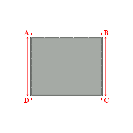 Bâche plate rectangle sur mesure en Membrane PVC 670gr/m² Gris clair RAL 7038 - 2.50x2.05m