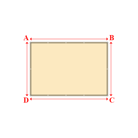 Bâche plate rectangle sur mesure en Membrane PVC 670gr/m² Beige ral 1015 - 2.60x1.80m