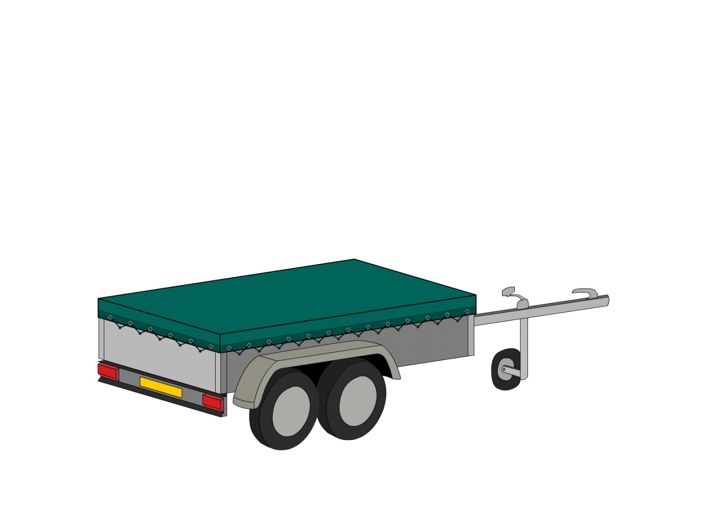 Bâche pour remorque bagagère Basse droite en Membrane PVC 670gr/m² Vert industrie RAL 6026