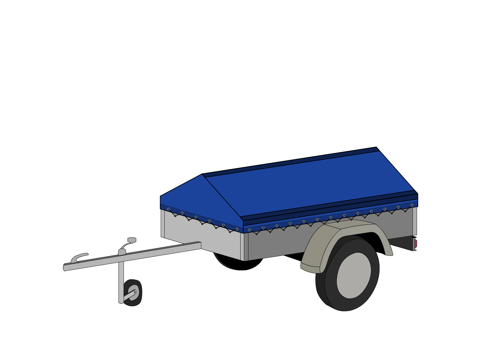 Bâche pour remorque bagagère Basse flèche en Protect covert 905F3 900gr/m², toile PVC Etanche Bleu foncé