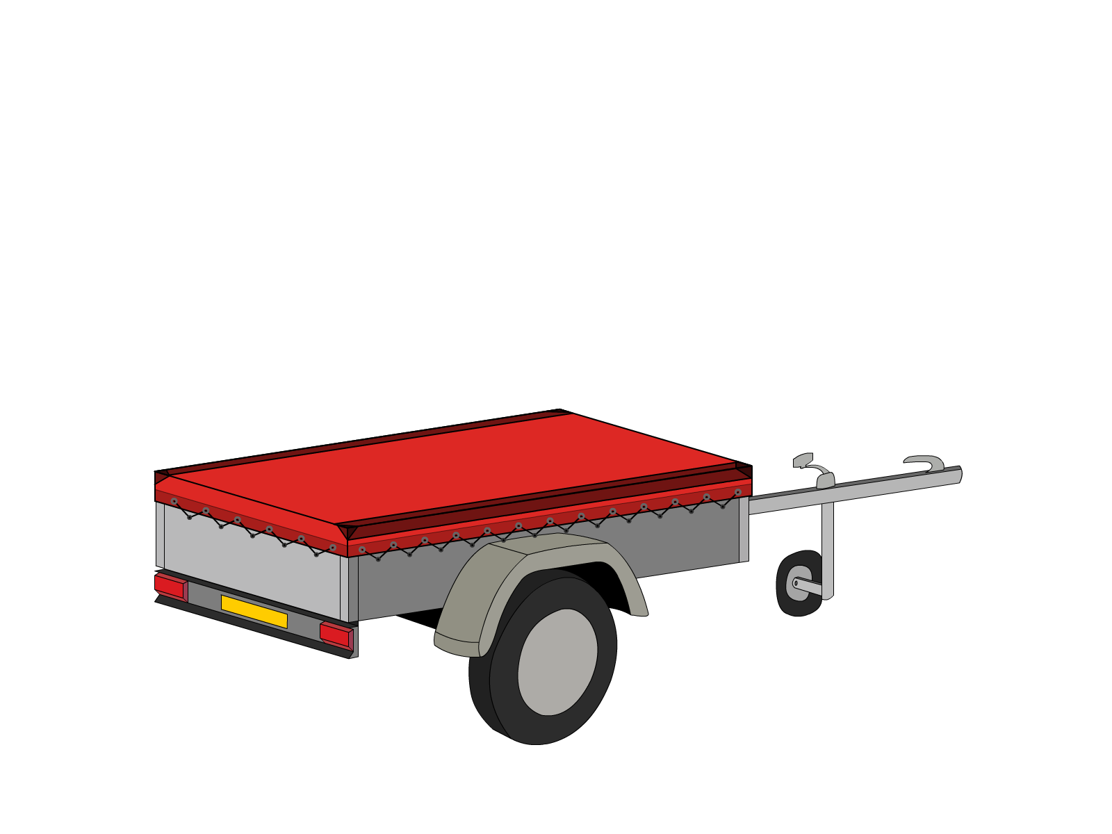 Bâche pour remorque bagagère Basse droite en Protect covert 905F3 900gr/m², toile PVC Etanche Rouge