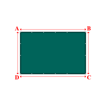 Bâche plate rectangle sur mesure en Membrane PVC 670gr/m² Vert industrie RAL 6026 - 2.80x1.80m