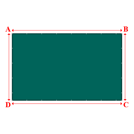 Bâche plate rectangle sur mesure en Protect covert 905F3 900gr/m², toile PVC Etanche Vert industrie - 5.40x3.30m