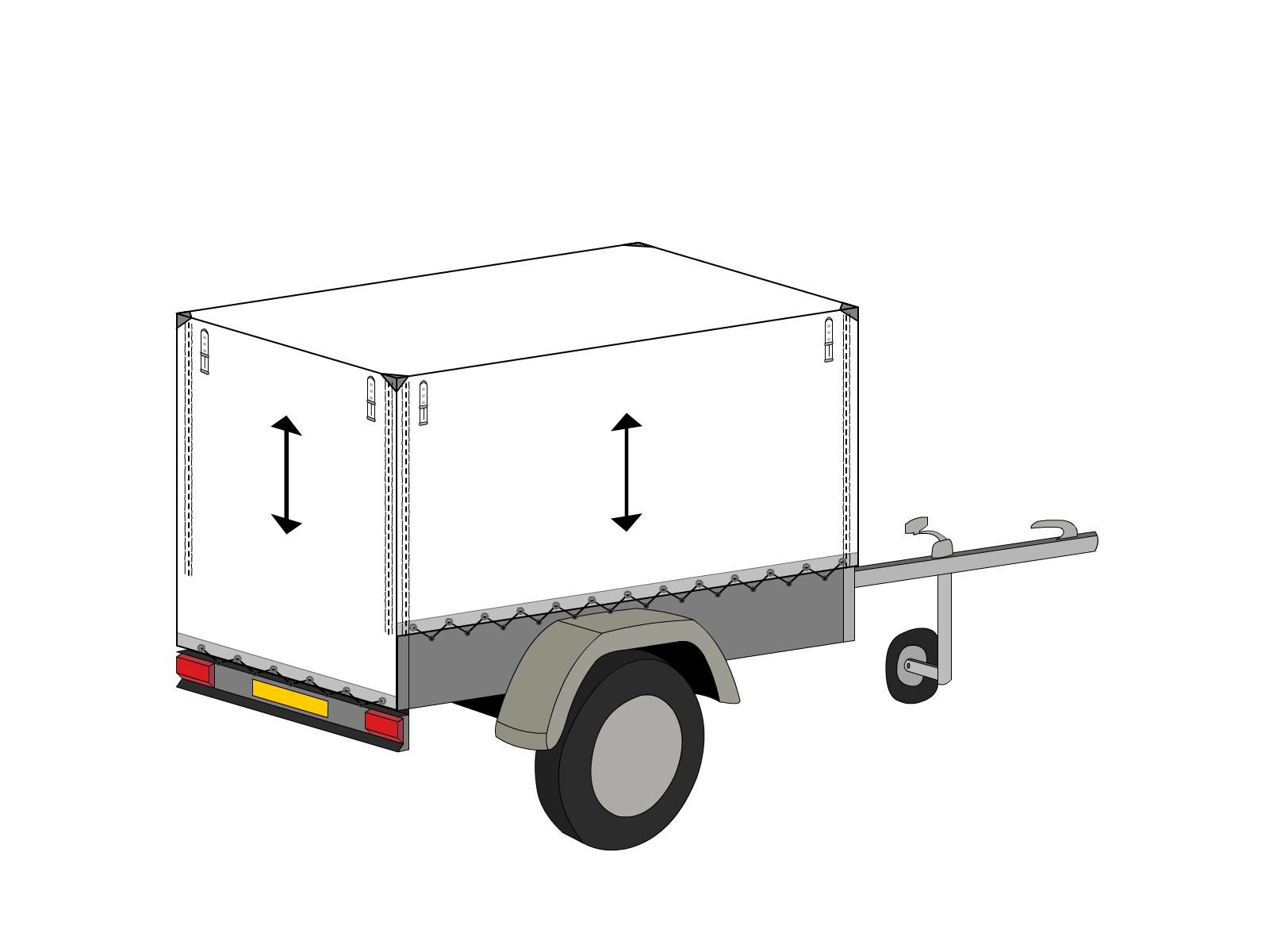 Bâche pour remorque bagagère Haute droite en Protect covert 905F3 900gr/m², toile PVC Etanche Blanc