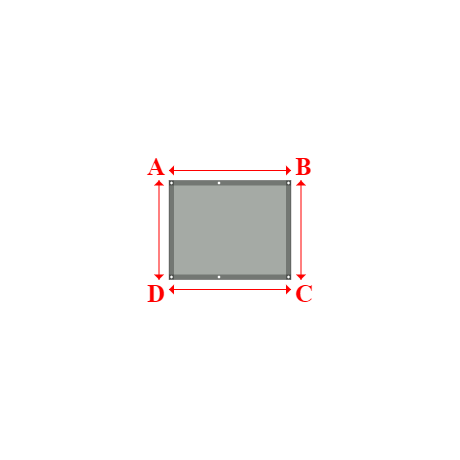 Bâche plate rectangle sur mesure en Membrane PVC 670gr/m² Gris clair RAL 7038 - 1.22x0.99m