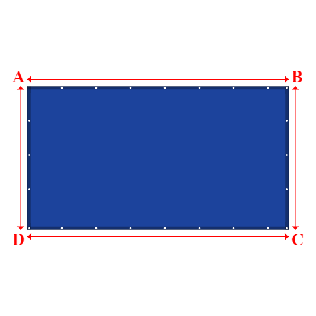 Bâche plate rectangle sur mesure en Membrane PVC 670gr/m² Bleu foncé RAL 5002 - 4.00x2.20m