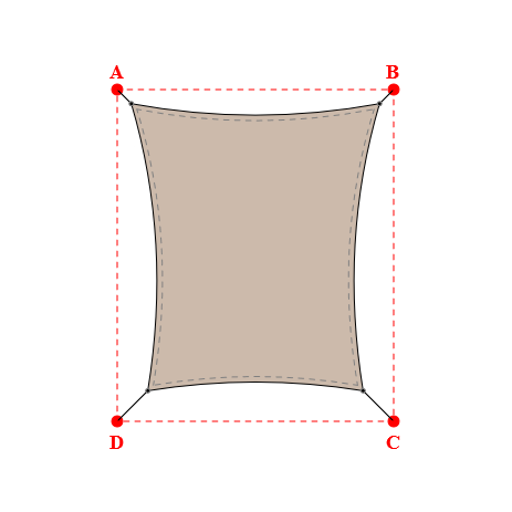 Voile d'ombrage rectangle en Soltis Lounge 96 Sandy beige 96-2135 - 4,49x5,19x3,89x5,19m