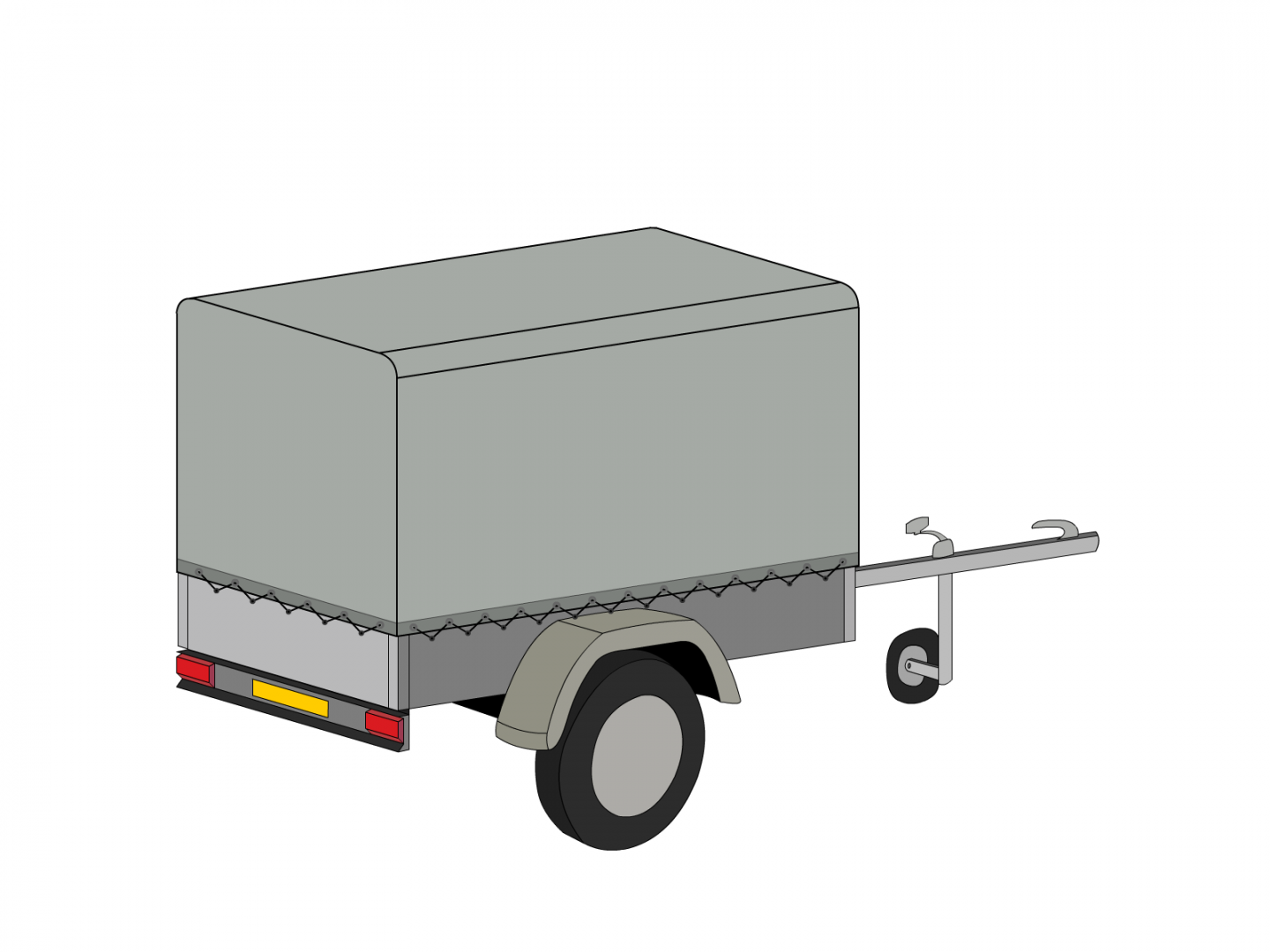 Bâche pour remorque bagagère Bord arrondi droite en Membrane PVC 670gr/m² Gris clair RAL 7038