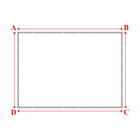 Bâche plate rectangle sur mesure en Membrane PVC 670gr/m² Blanc RAL 9016 - 3.45x2.50m