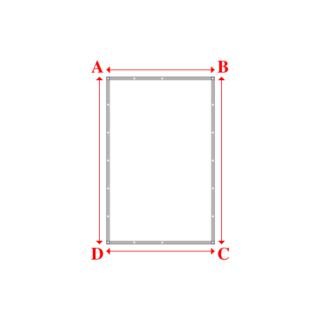 Bâche plate rectangle sur mesure en Membrane PVC 670gr/m² Blanc RAL 9016 - 1.55x2.40m