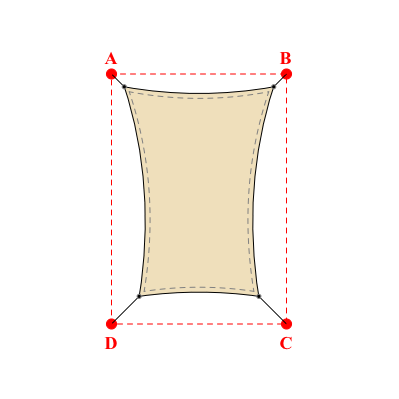 Voile d'ombrage rectangle en Soltis Perform 92 Champagne 92-2175 - 2,99x4,19x2,39x4,19m