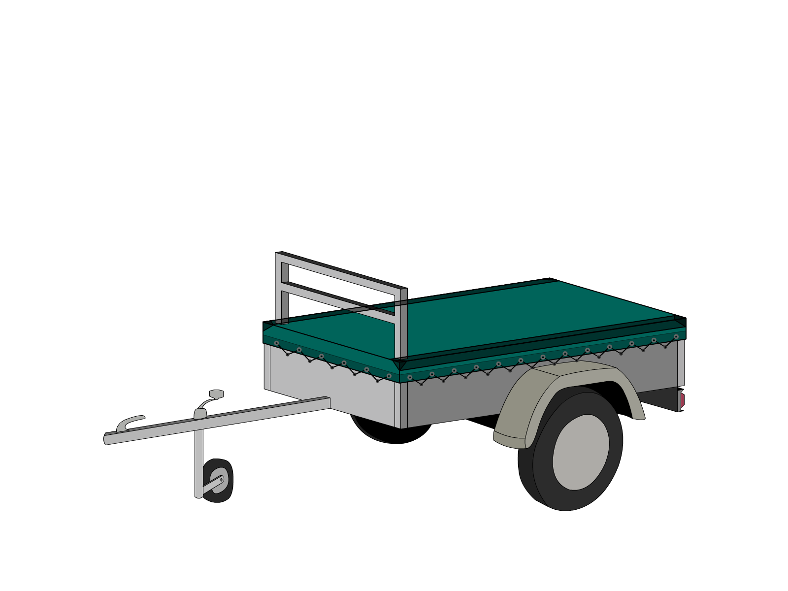 Bâche pour remorque bagagère Basse droite en Protect covert 905F3 900gr/m², toile PVC Etanche Vert industrie