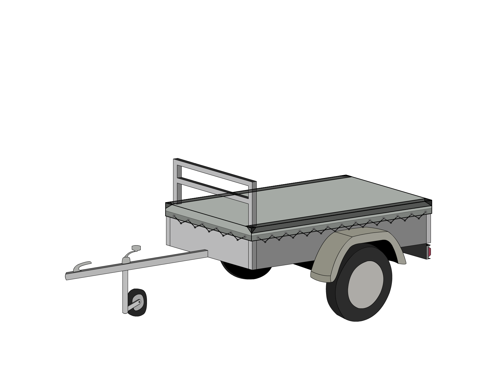 Bâche pour remorque bagagère Basse droite en Membrane PVC 670gr/m² Gris clair RAL 7038