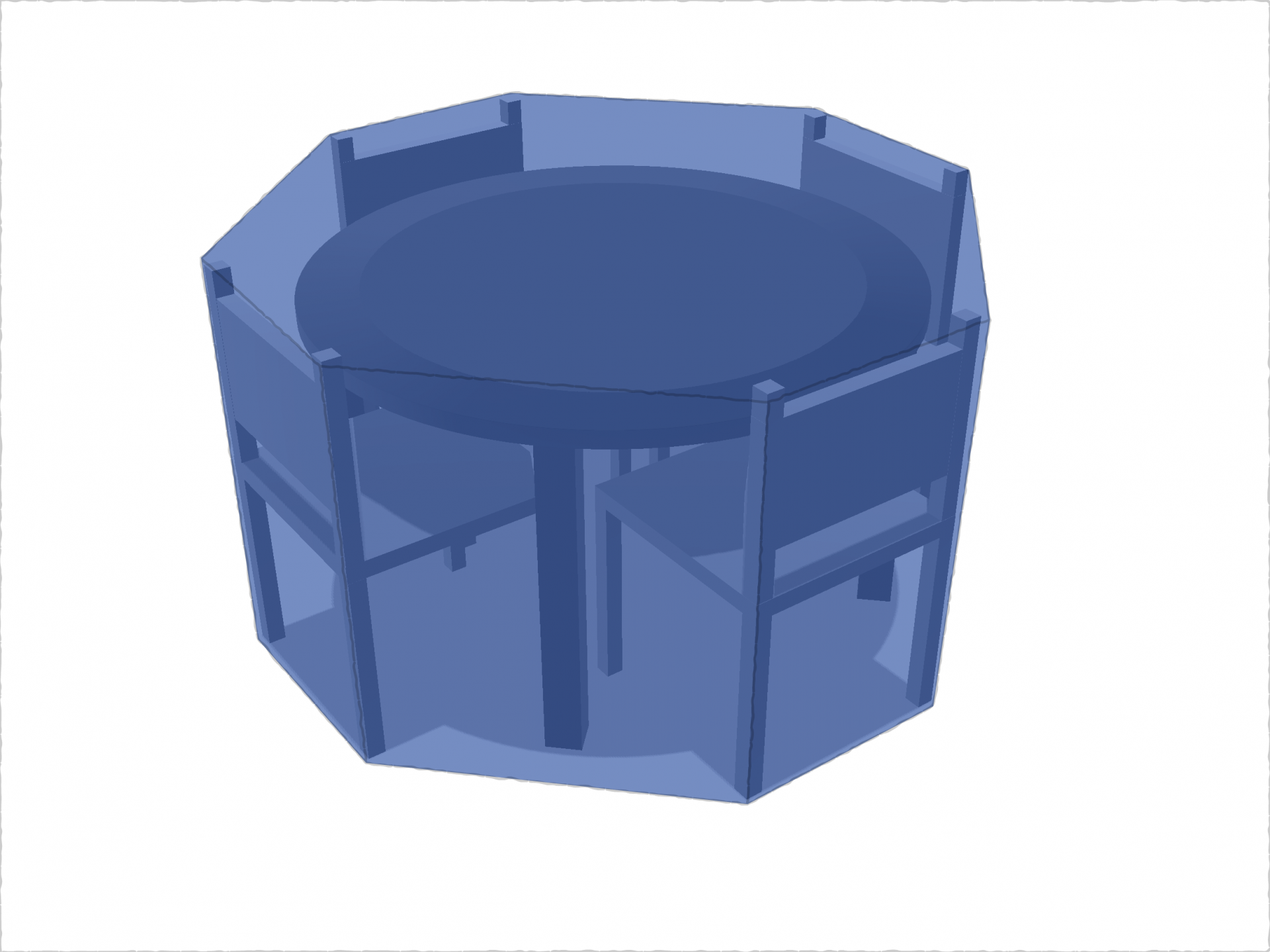 Table de jardin ronde avec chaises en Membrane PVC 670gr/m² Bleu foncé RAL 5002