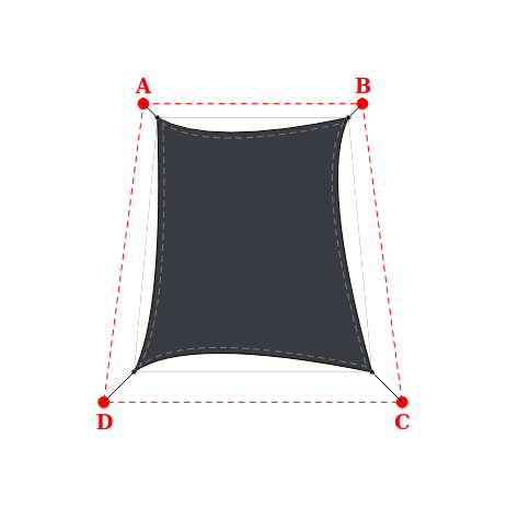 Voile d'ombrage trapèze en Soltis Perform 92 Anthracite 92-2047 - 3,49x4,69x4,34x4,69m