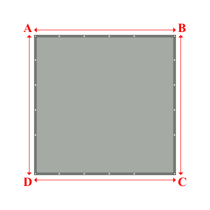 Bâche plate rectangle sur mesure en Membrane PVC 670gr/m² Gris clair RAL 7038 - 2.83x2.80m