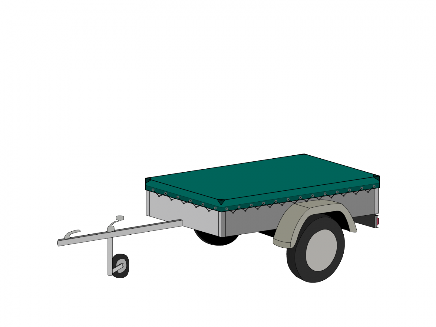 Bâche pour remorque bagagère Basse droite en Protect covert 905F3 900gr/m², toile PVC Etanche Vert industrie