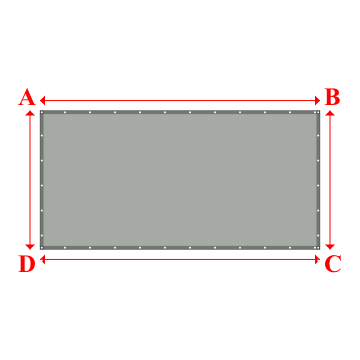 Bâche plate rectangle sur mesure en Membrane PVC 670gr/m² Gris clair RAL 7038 - 3.93x1.95m