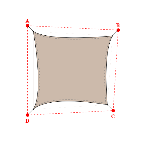 Voile d'ombrage trapèze en Soltis Lounge 96 Sandy beige 96-2135 - 3,46x3,06x3,24x3,40m