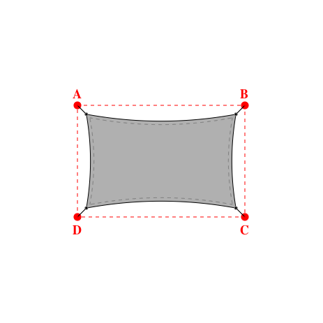 Voile d'ombrage rectangle en Soltis Perform 92 alu/blanc 92-2051 - 4,29x2,69x4,29x2,69m