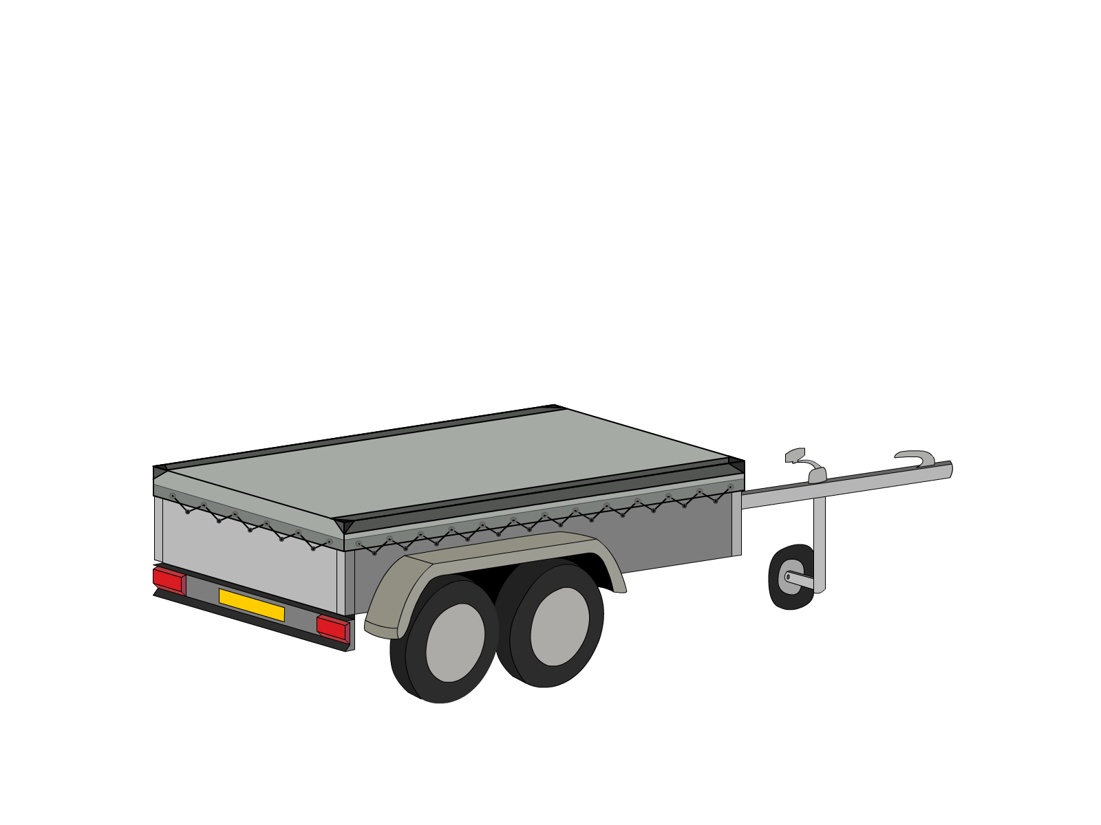 Bâche pour remorque bagagère Basse droite en Membrane PVC 670gr/m² Gris clair RAL 7038