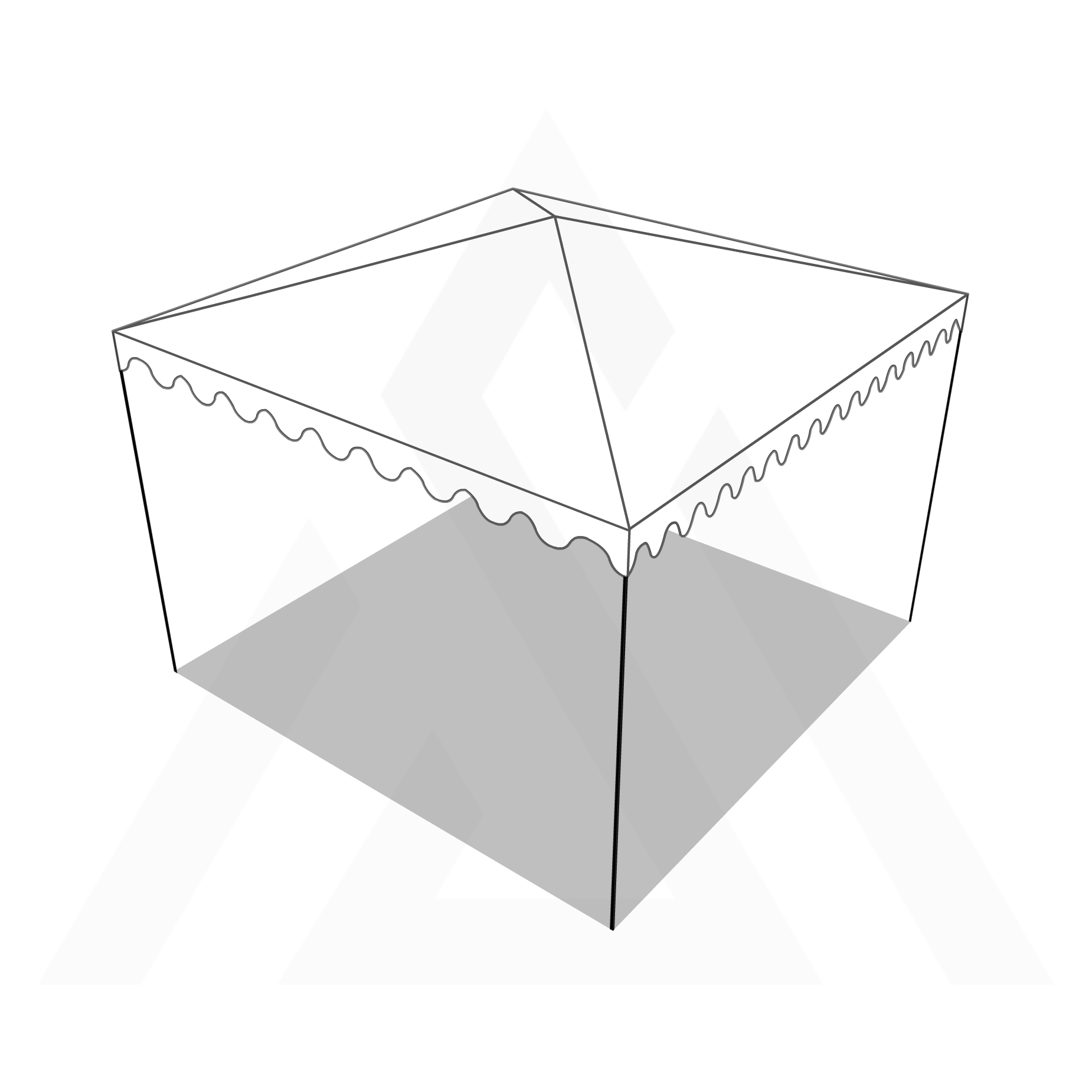 Bâche tonnelle carrée 4 pentes sans faîtage en Membrane PVC 670gr/m² Blanc RAL 9016 - 2.9x2.9m