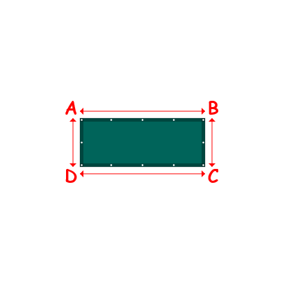 Bâche plate rectangle sur mesure en Membrane PVC 670gr/m² Vert industrie RAL 6026 - 1.80x0.70m