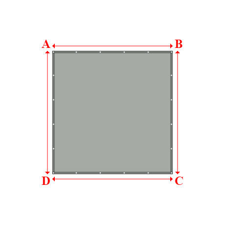 Bâche plate rectangle sur mesure en Membrane PVC 670gr/m² Gris clair RAL 7038 - 2.46x2.52m