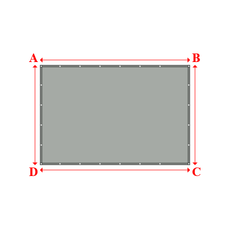 Bâche plate rectangle sur mesure en Membrane PVC 670gr/m² Gris clair RAL 7038 - 3.00x2.00m