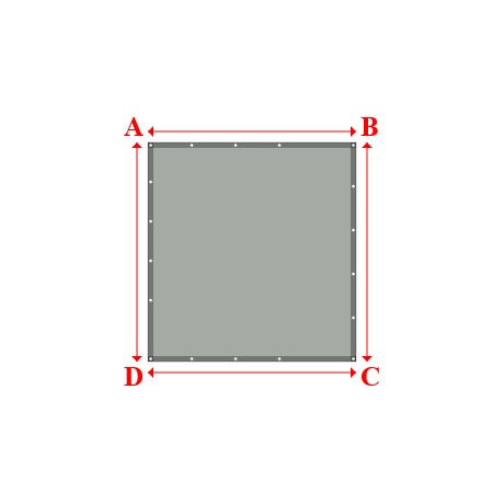 Bâche plate rectangle sur mesure en Membrane PVC 670gr/m² Gris clair RAL 7038 - 1.90x2.00m