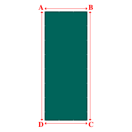 Bâche plate rectangle sur mesure en Membrane PVC 670gr/m² Vert industrie RAL 6026 - 2.50x6.40m