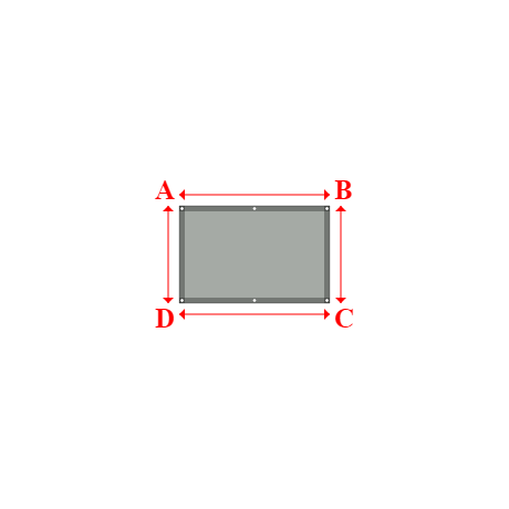 Bâche plate rectangle sur mesure en Membrane PVC 670gr/m² Gris clair RAL 7038 - 1.36x0.88m