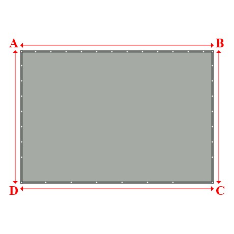 Bâche plate rectangle sur mesure en Membrane PVC 670gr/m² Gris clair RAL 7038 - 3.90x2.69m