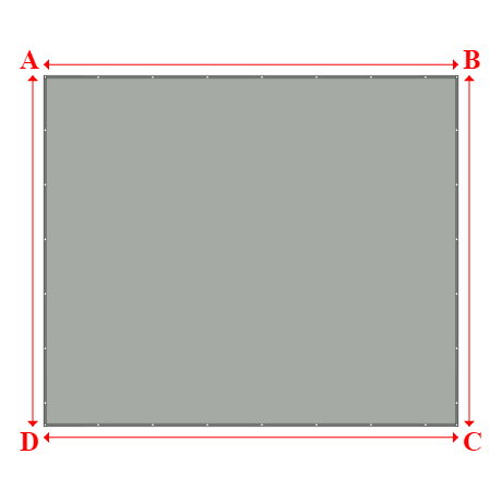 Bâche plate rectangle sur mesure en Membrane PVC 670gr/m² Gris clair RAL 7038 - 6.50x5.50m